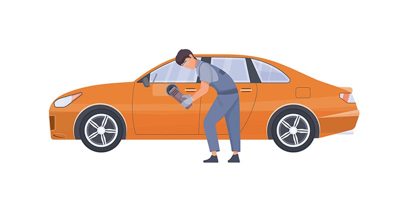 車を整備する男性のイラスト